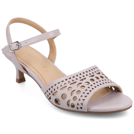 Journee Womens Jessly Cut Out Design Ankle Strap Kitten Heel Dress Sandals