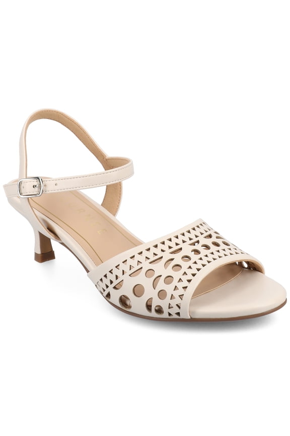 Womens Jessly Cut Out Design Ankle Strap Kitten Heel Dress Sandals