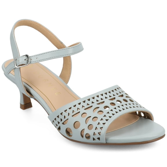 Journee Womens Jessly Cut Out Design Ankle Strap Kitten Heel Dress Sandals