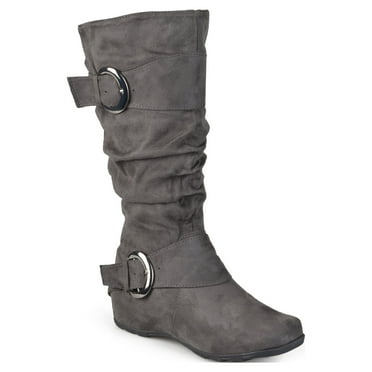 Journee Womens Jester-01 Extra Wide Calf Hidden Wedge Riding Boots