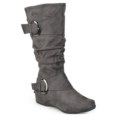 Journee Womens Jester-01 Extra Wide Calf Hidden Wedge Riding Boots