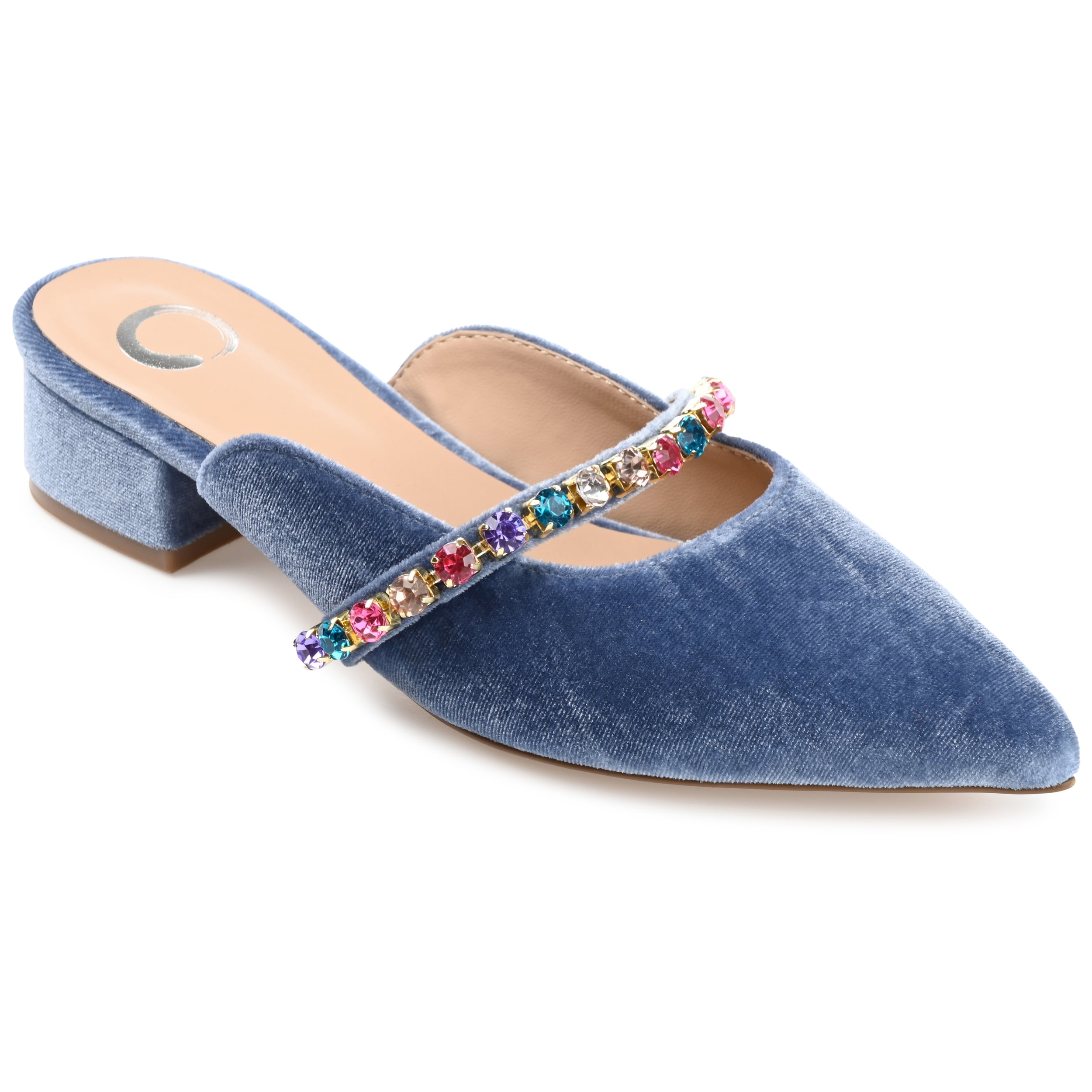 Journee Womens Jewel Mules Pointed Toe Slip On Evening Dress Flats