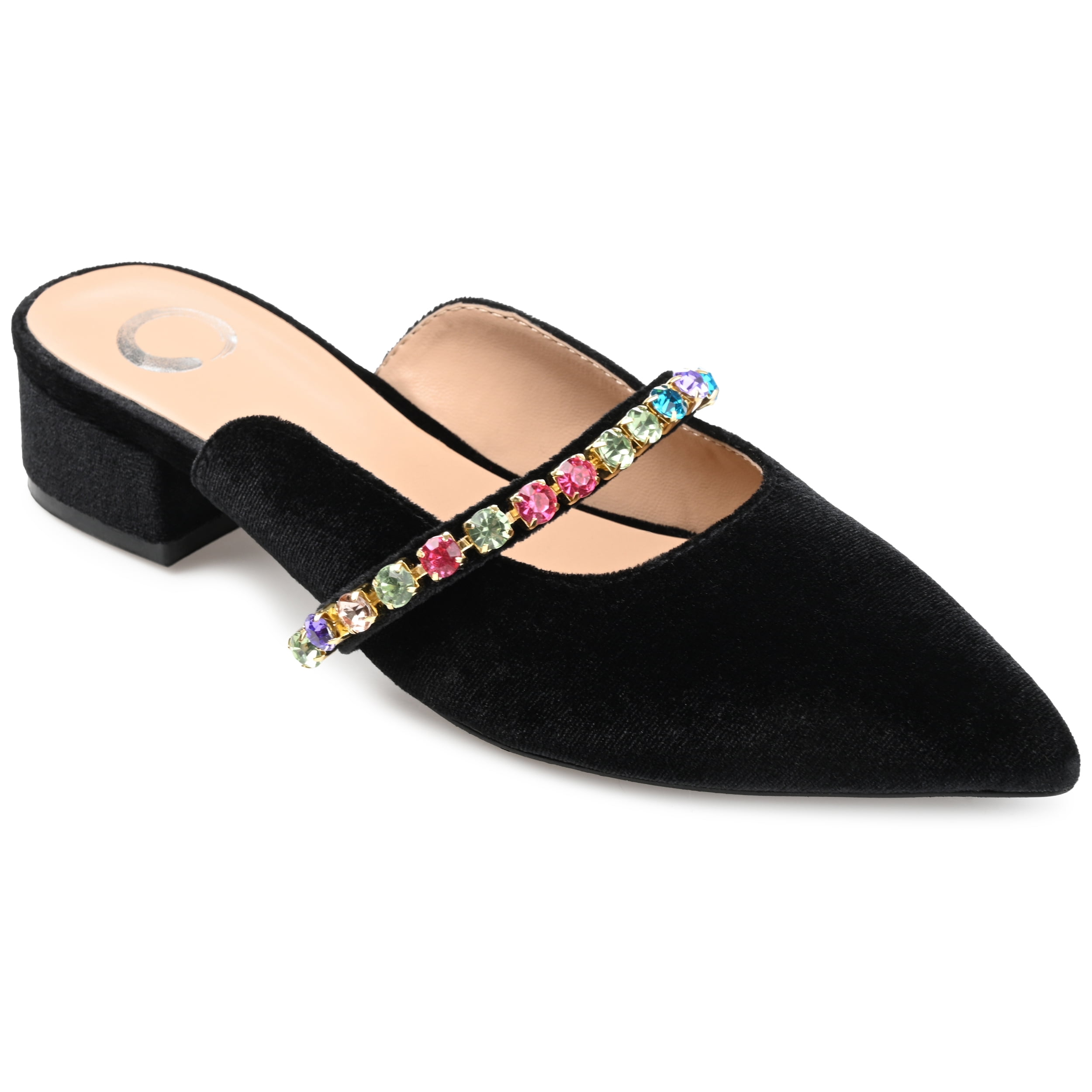 Journee Womens Jewel Mules Pointed Toe Slip On Evening Dress Flats