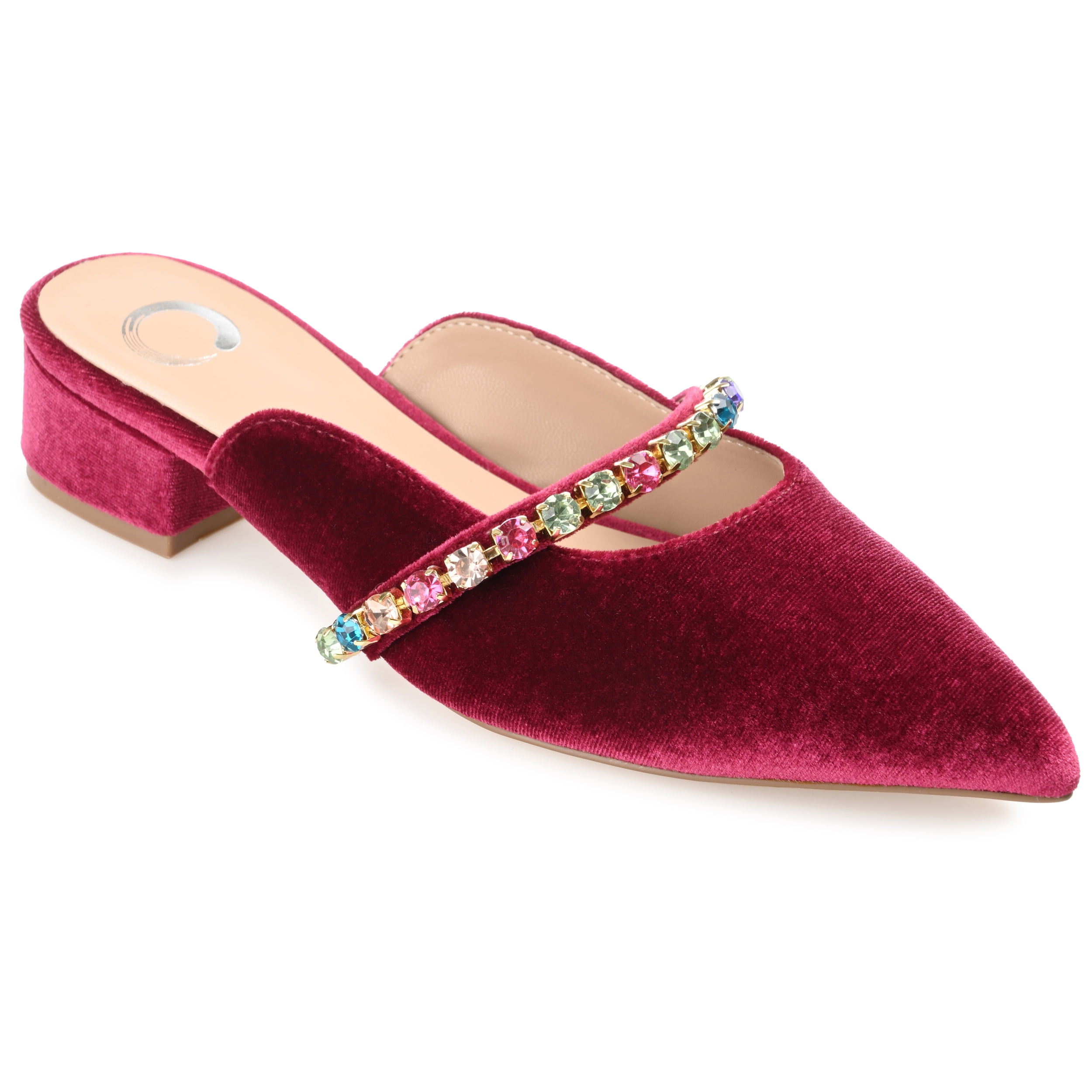 Journee Womens Jewel Mules Pointed Toe Slip On Evening Dress Flats