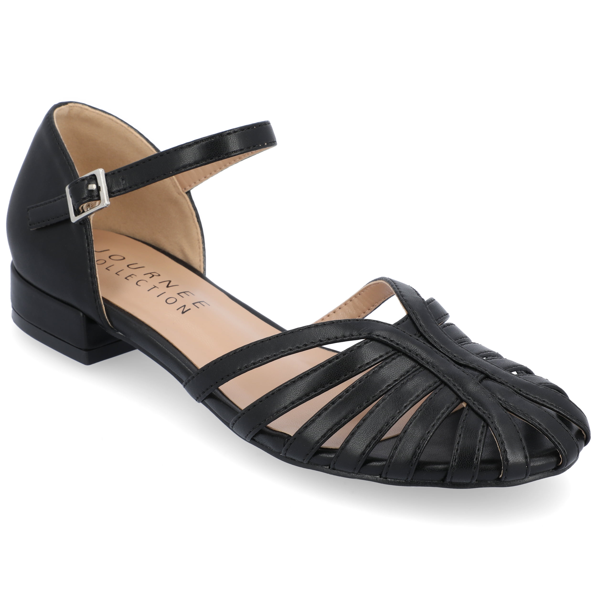 Journee Womens Joannah Mary Jane Block Heel Round Toe Flats