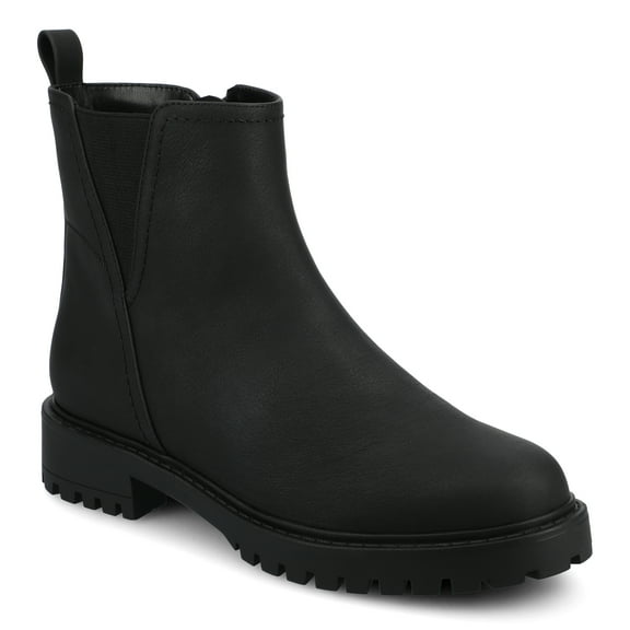 Journee Womens Junnah Pull-on Round Toe Block Heel Casual Comfort Chelsea Boots, Widths Available