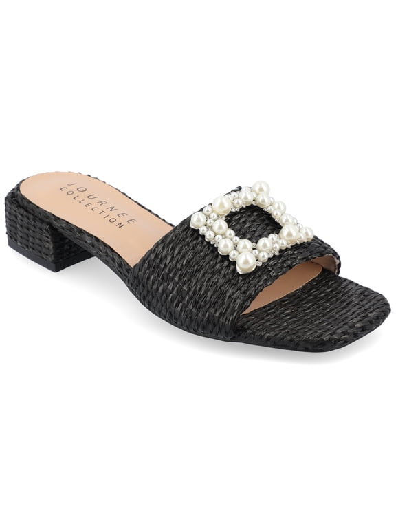 Womens Justina Slip On Raffia Flat Sandals