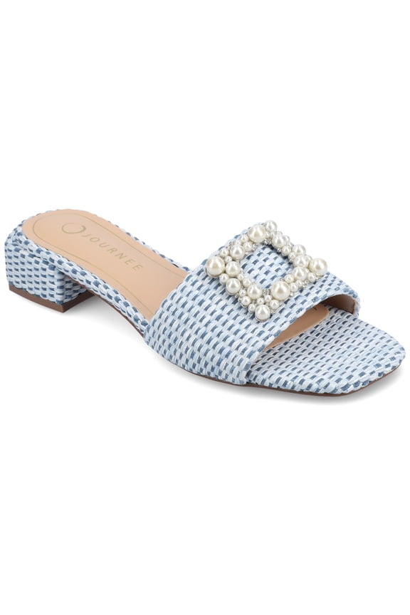 Womens Justina Slip On Raffia Flat Sandals