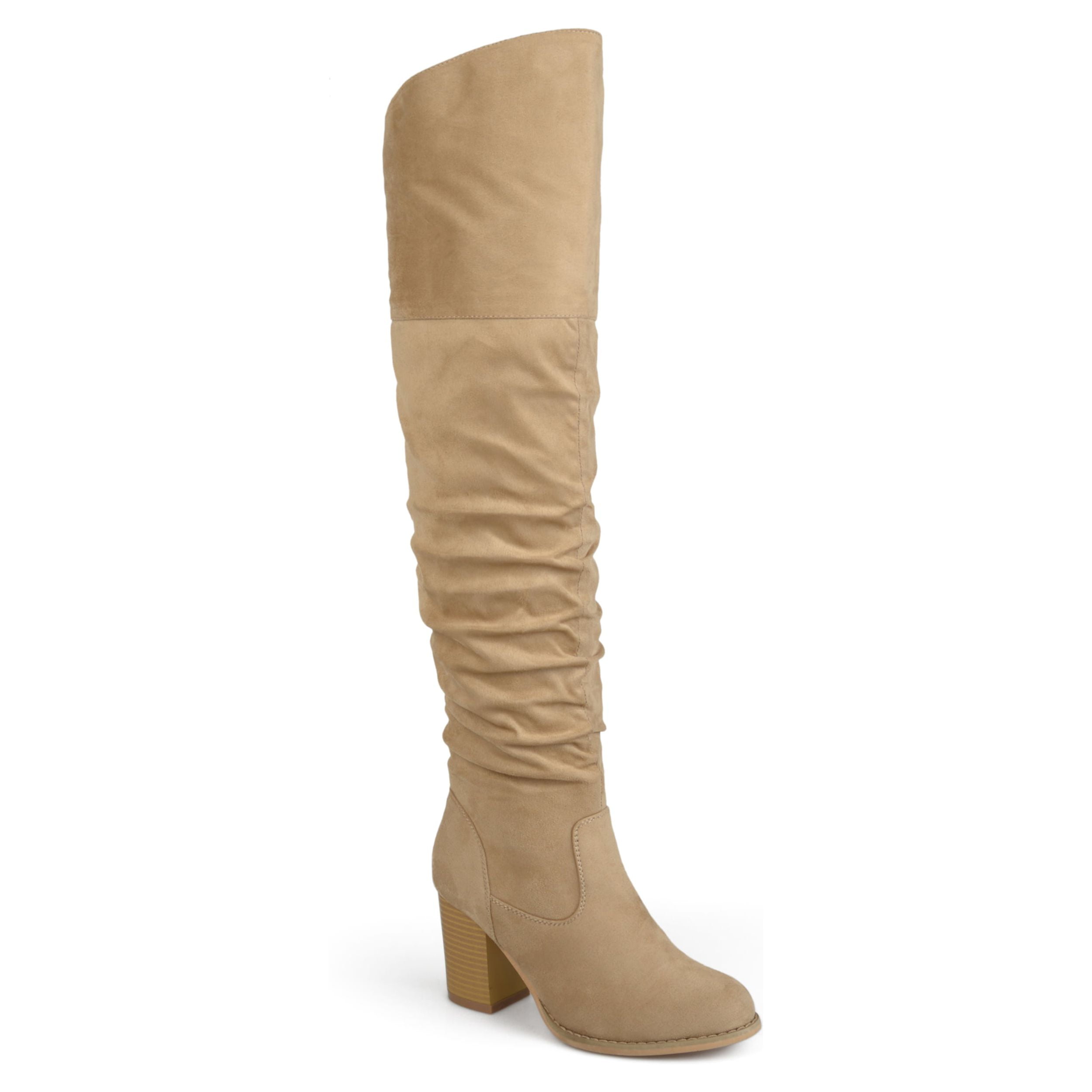 Journee Womens Kaison Extra Wide Calf Stacked Heel Over The Knee Boots