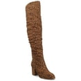 thumbnail image 1 of Journee Womens Kaison Wide Calf Stacked Heel Over The Knee Boots, Widths Available, 1 of 9