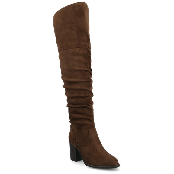 Journee Womens Kaison Wide Calf Stacked Heel Over The Knee Boots, Widths Available