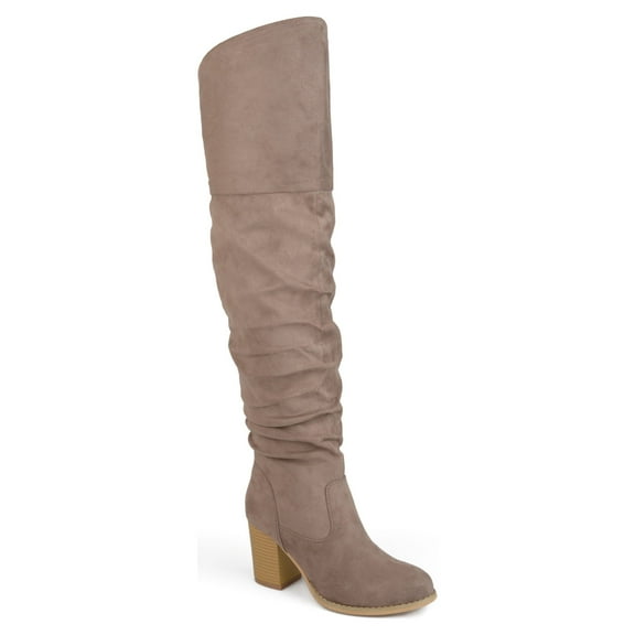 Journee Womens Kaison Extra Wide Calf Stacked Heel Over The Knee Boots