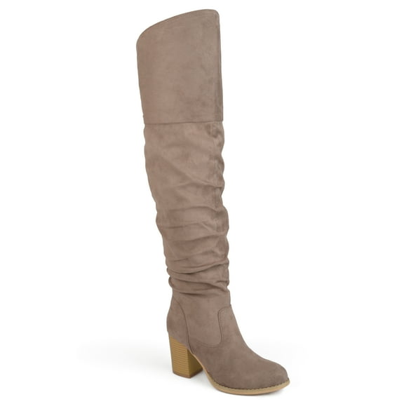 Journee Womens Kaison Wide Calf Stacked Heel Over The Knee Boots