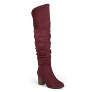 Journee Womens Kaison Wide Calf Stacked Heel Over The Knee Boots
