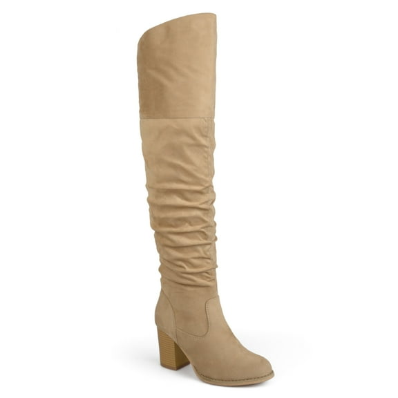 Journee Womens Kaison Wide Width Wide Calf Stacked Heel Over The Knee Boots
