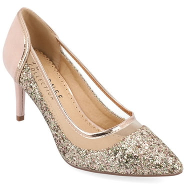 Journee Womens Kalani Pointed Toe Mid Heel Pumps