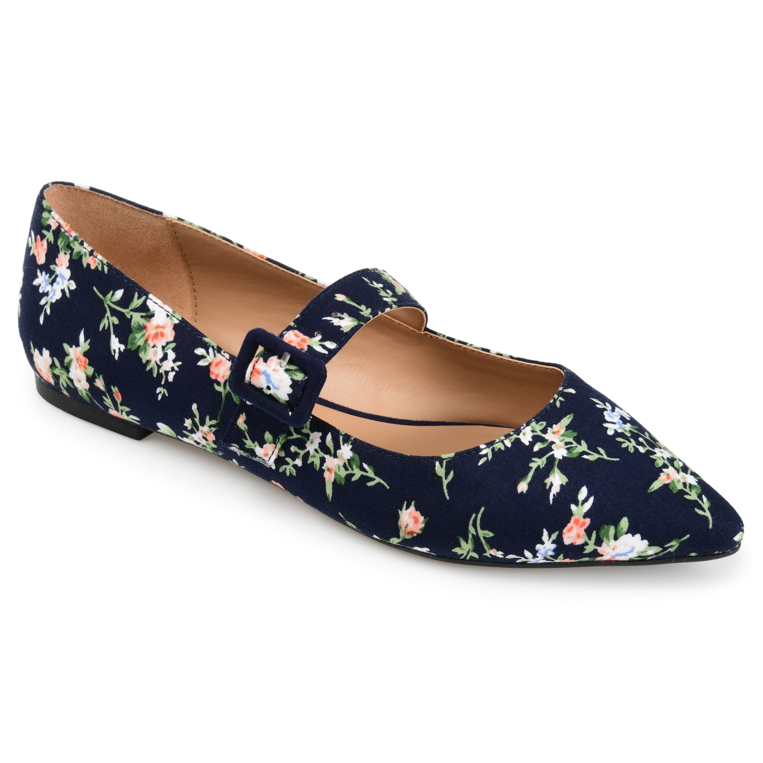 Journee Womens Karissa Buckle Pointed Toe Mary Jane Dress Flats
