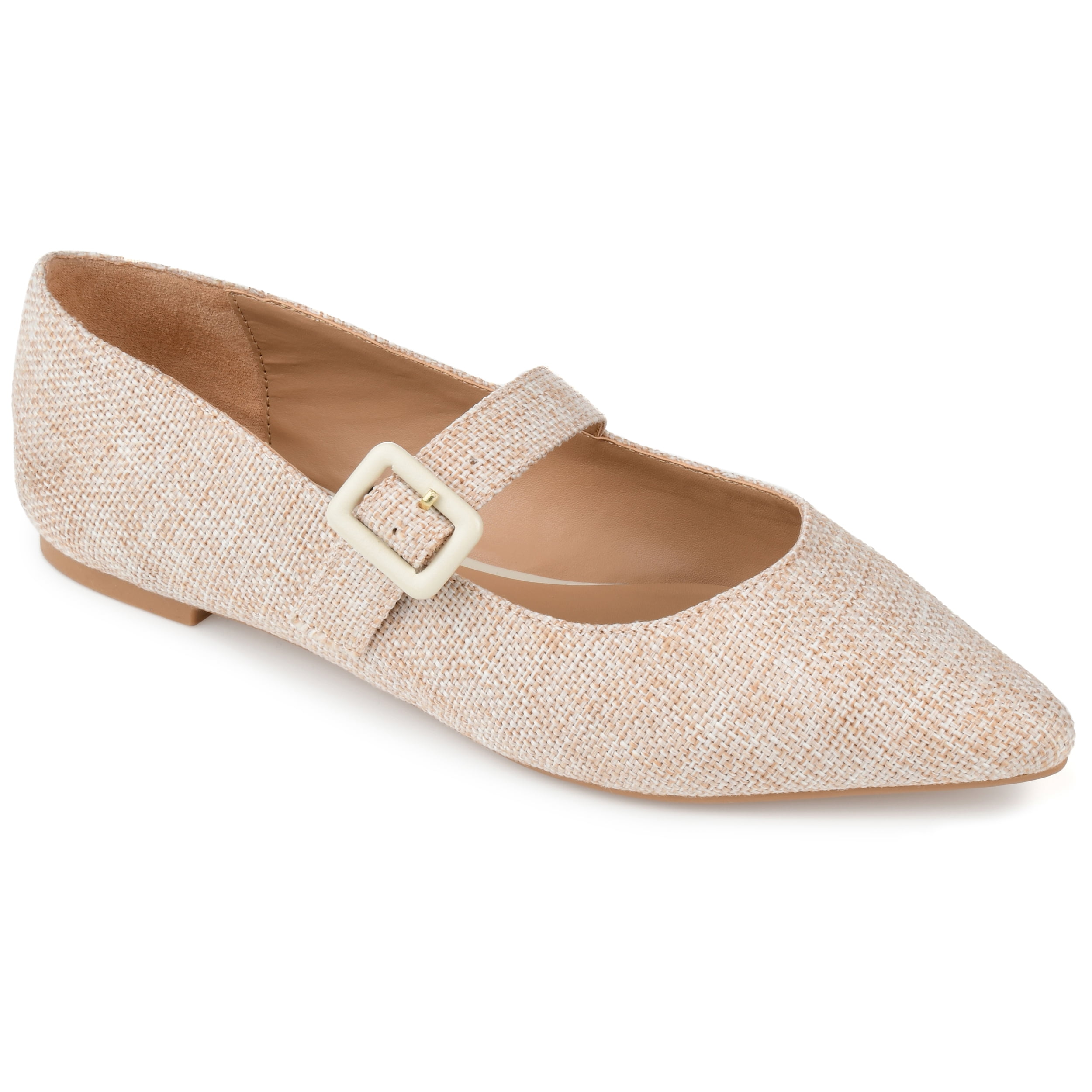 Journee Womens Karissa Buckle Pointed Toe Mary Jane Dress Flats
