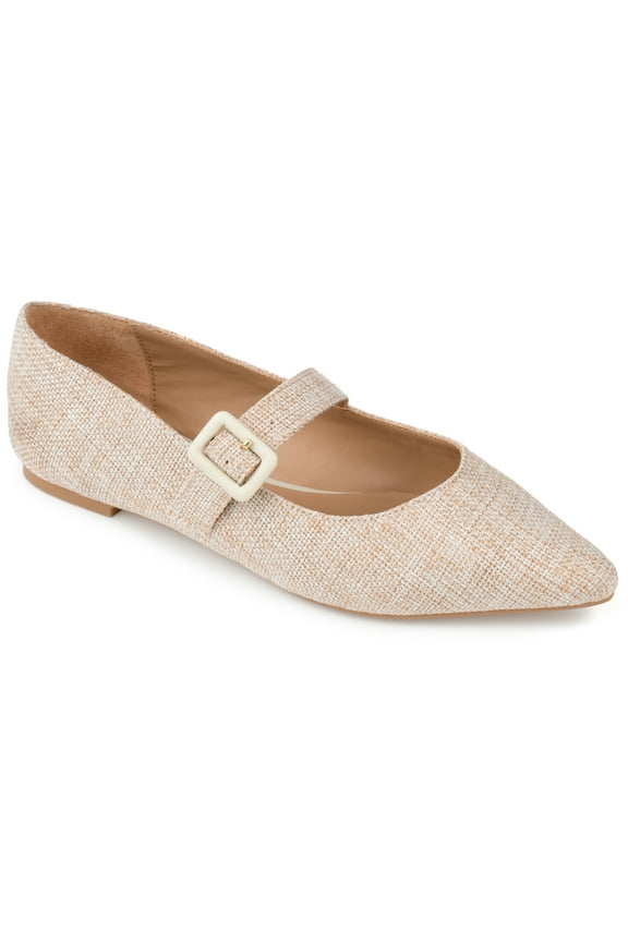 Womens Karissa Buckle Pointed Toe Mary Jane Dress Flats