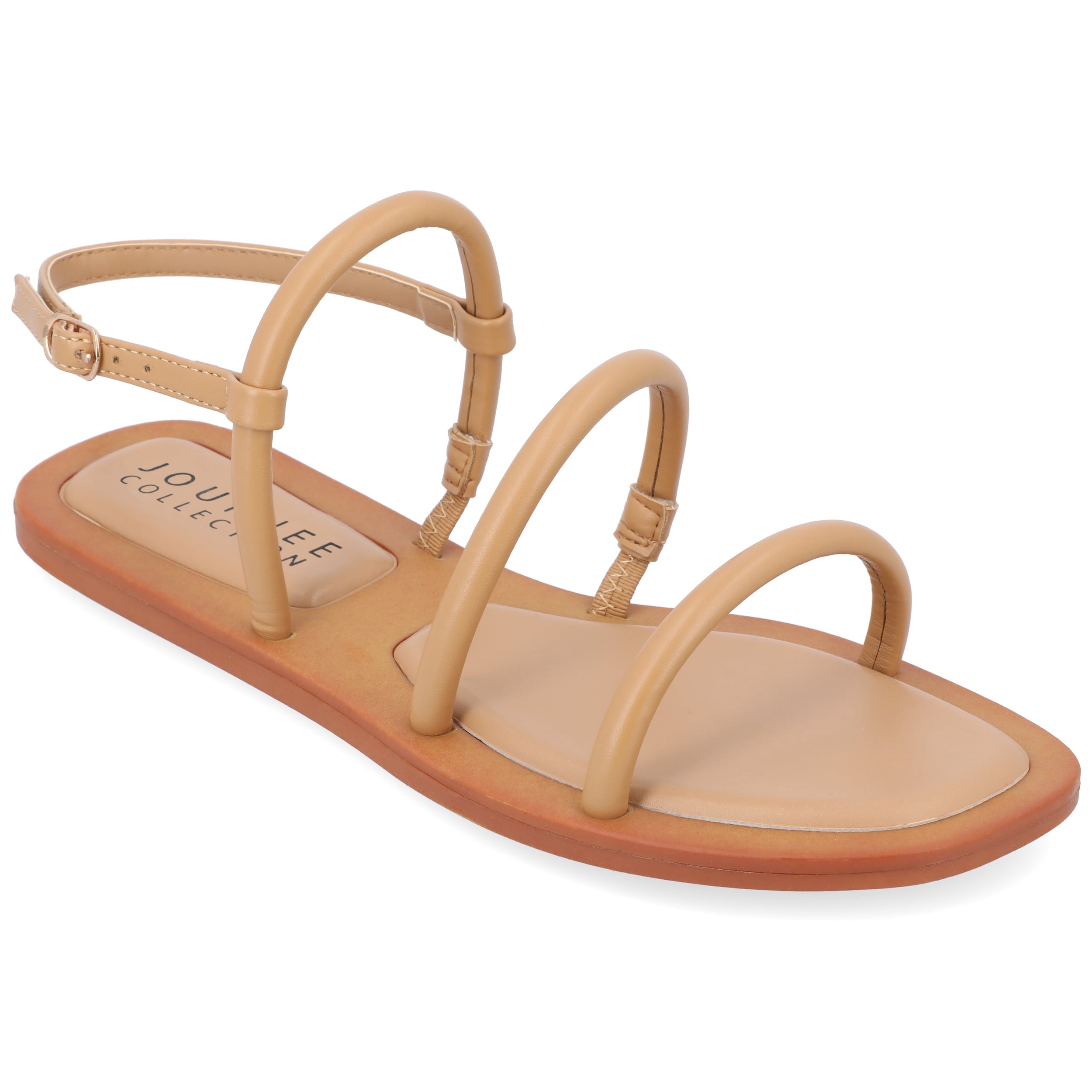 Journee Womens Karrio Buckle Sling Back Flat Sandals
