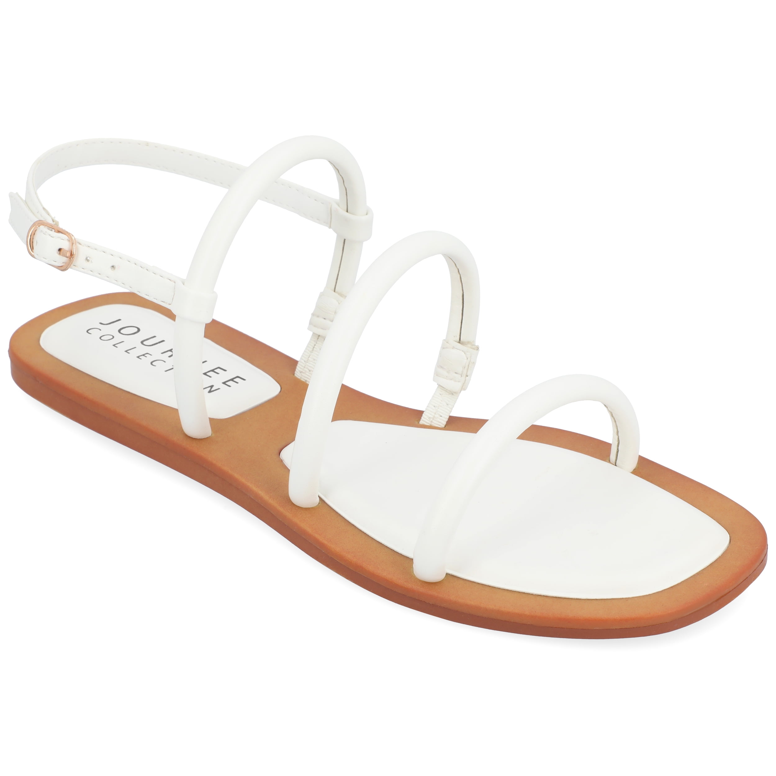 Journee Womens Karrio Buckle Sling Back Flat Sandals