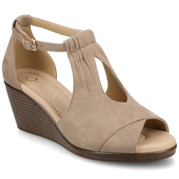 Journee Womens Kedzie Peep Toe Wedge Sandals, Widths Available