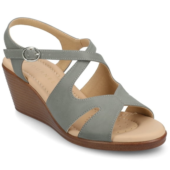 Journee Womens KedzieII Ankle Strap Wedge Sandals, Widths Available