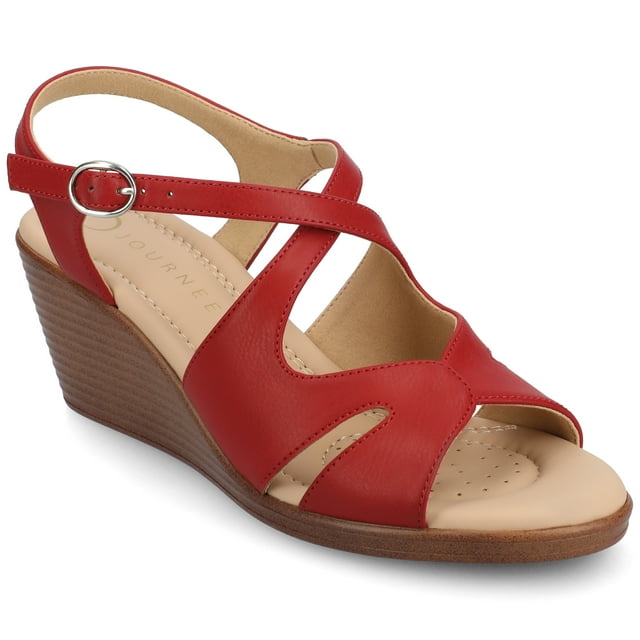 Journee Womens KedzieII Ankle Strap Wedge Sandals, Widths Available