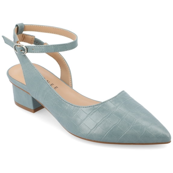 Journee Womens Keefa Pointed Toe Low Block Heel Pumps, Widths Available