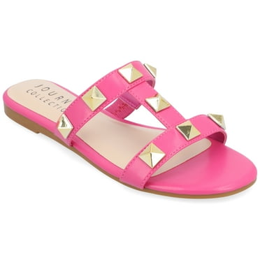 Journee Womens Kendall Studded Slide Flat Sandals
