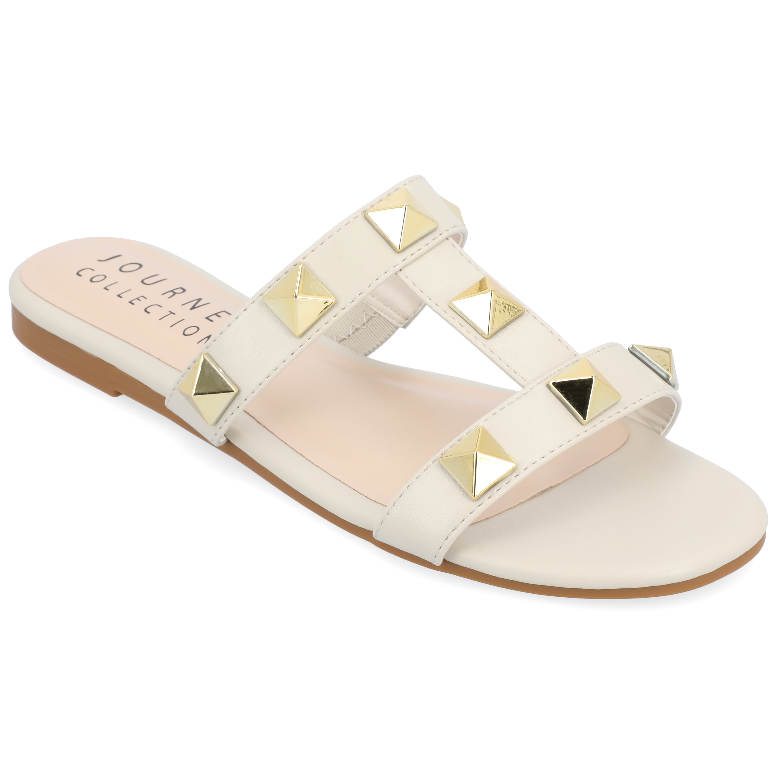 Journee Womens Kendall Studded Slide Flat Sandals
