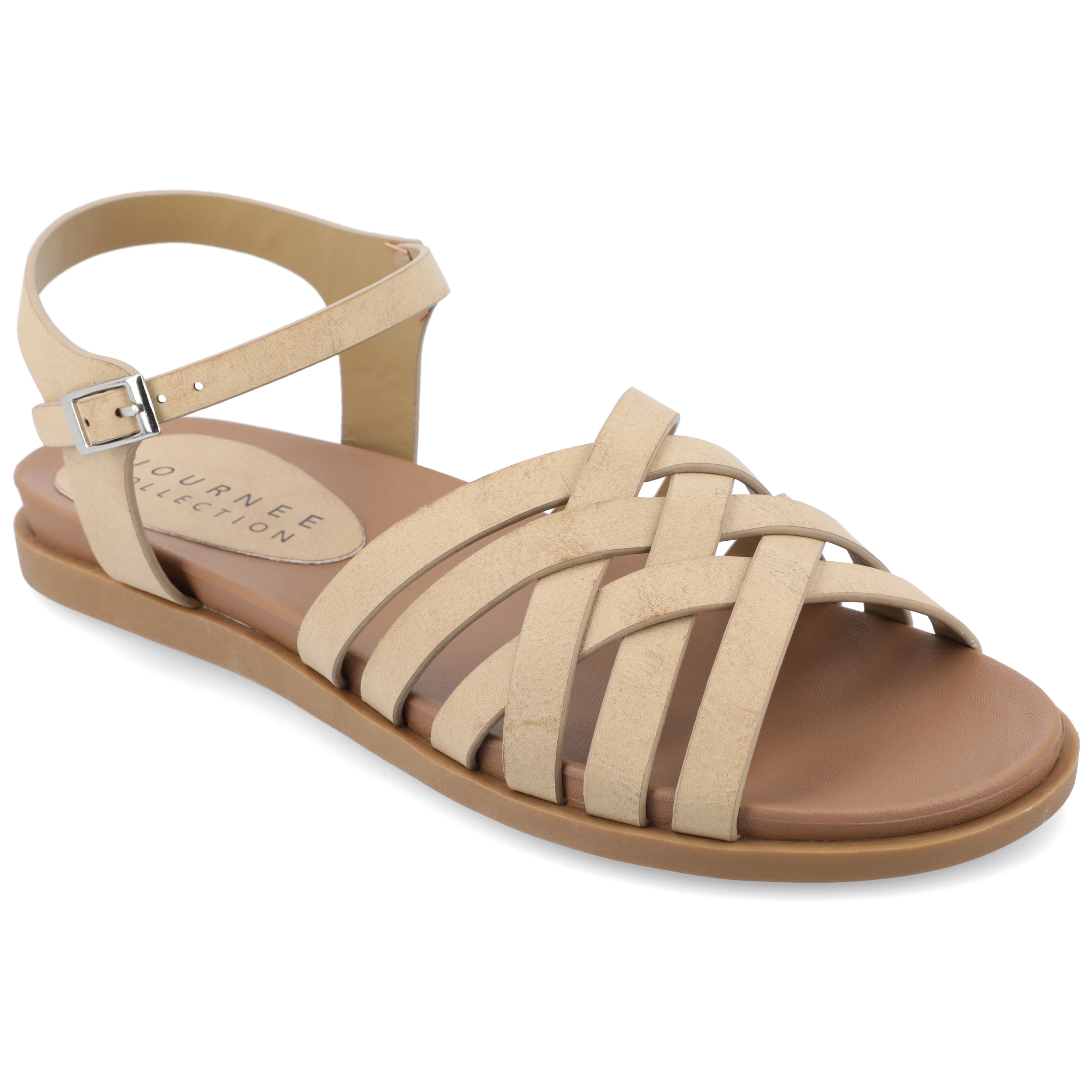 Journee Womens Kimmie Ankle Strap Flat Sandals