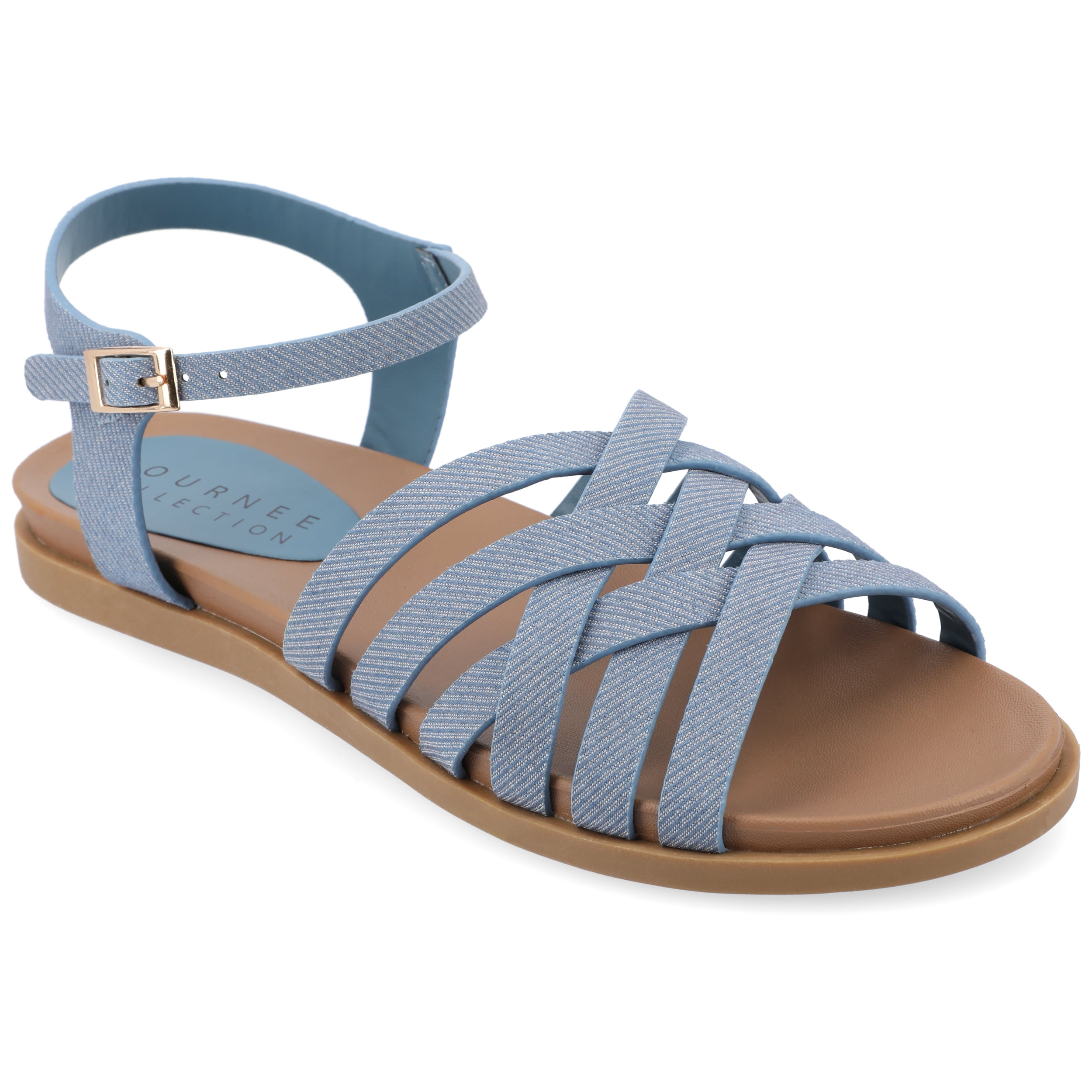 Journee Womens Kimmie Ankle Strap Flat Sandals