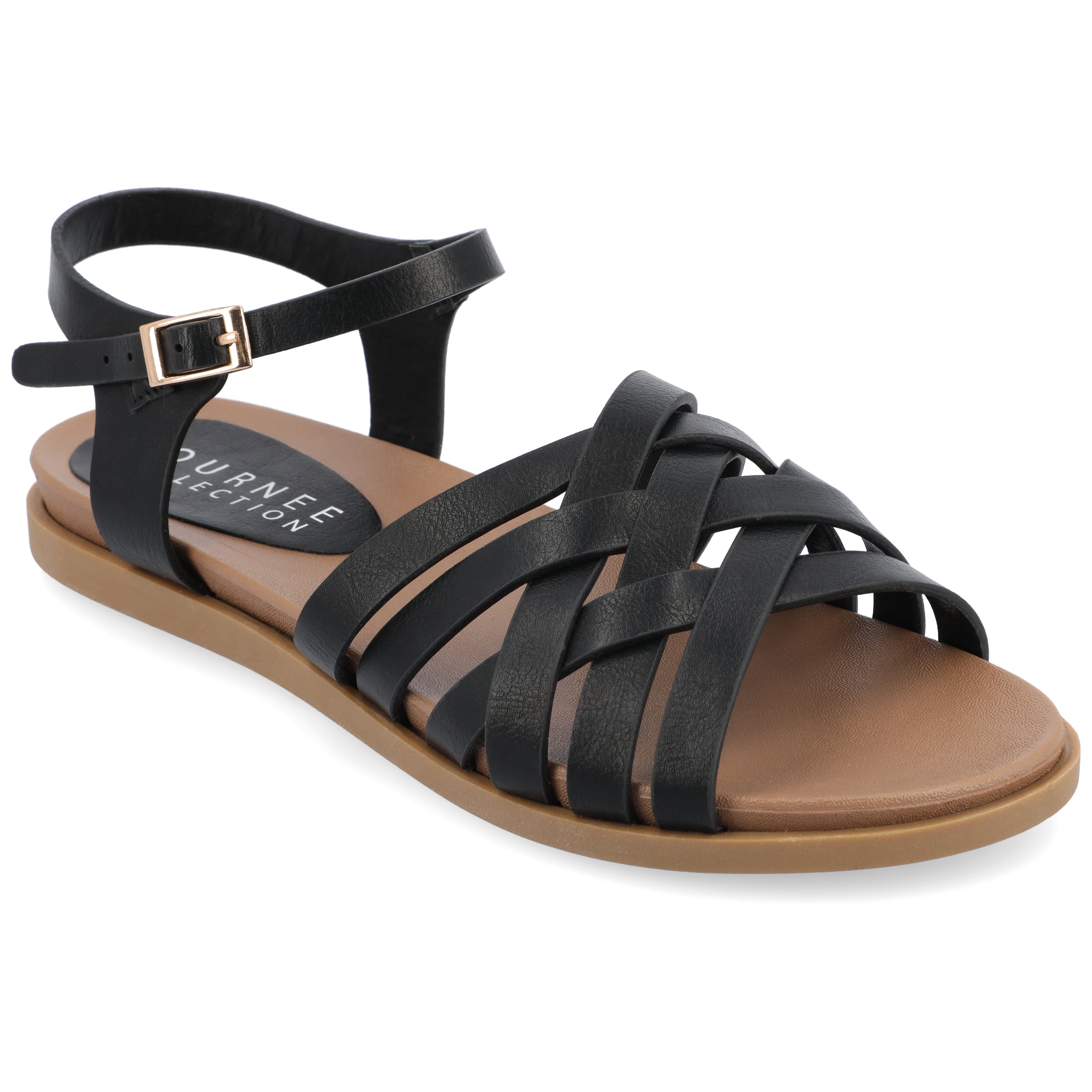 Journee Womens Kimmie Ankle Strap Flat Sandals