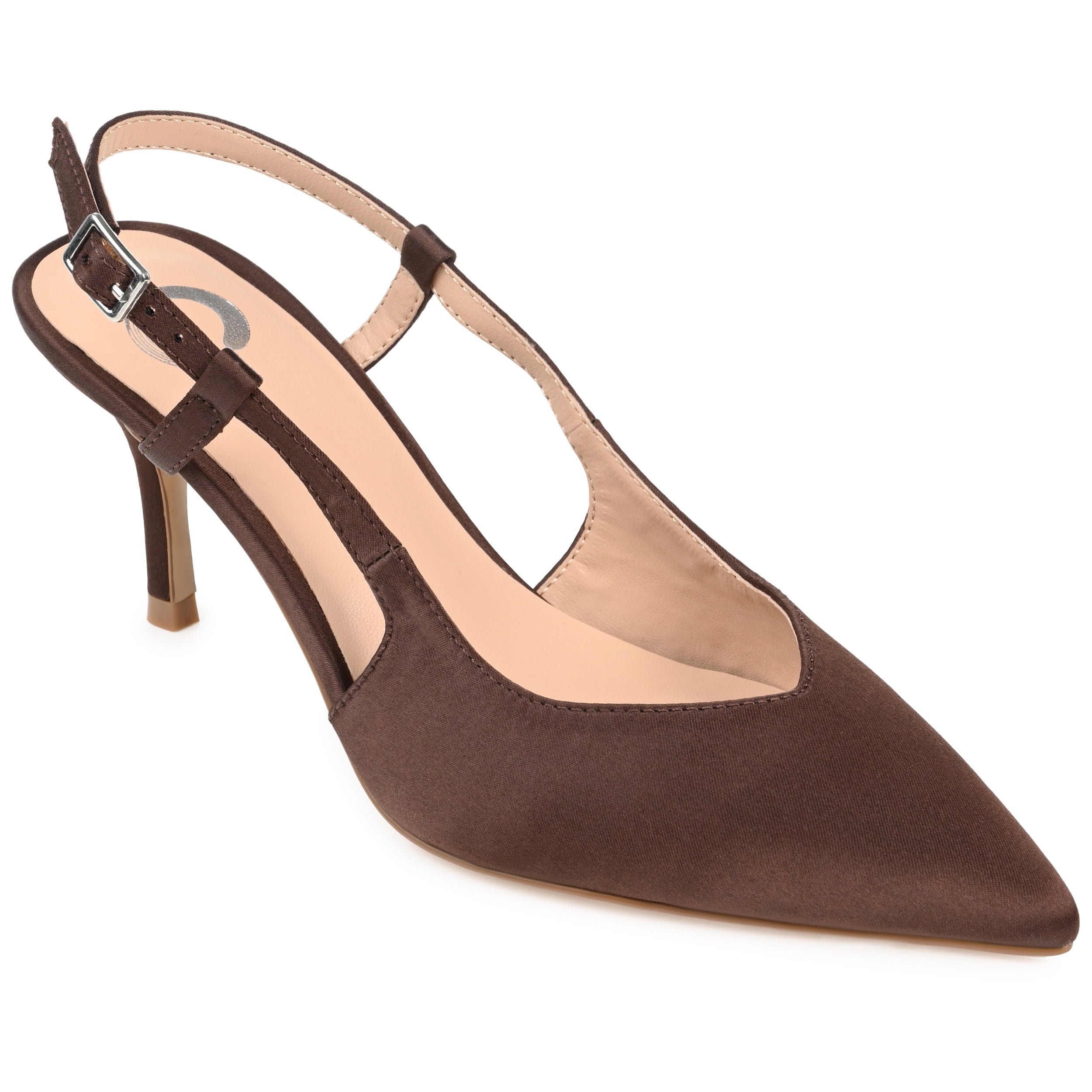 Journee Womens Knightly Sling Back Mid Stiletto Pointed Toe Pumps, Widths Available