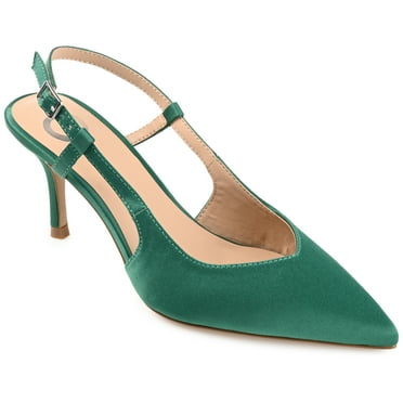 Journee Womens Knightly Sling Back Mid Stiletto Pointed Toe Pumps, Widths Available