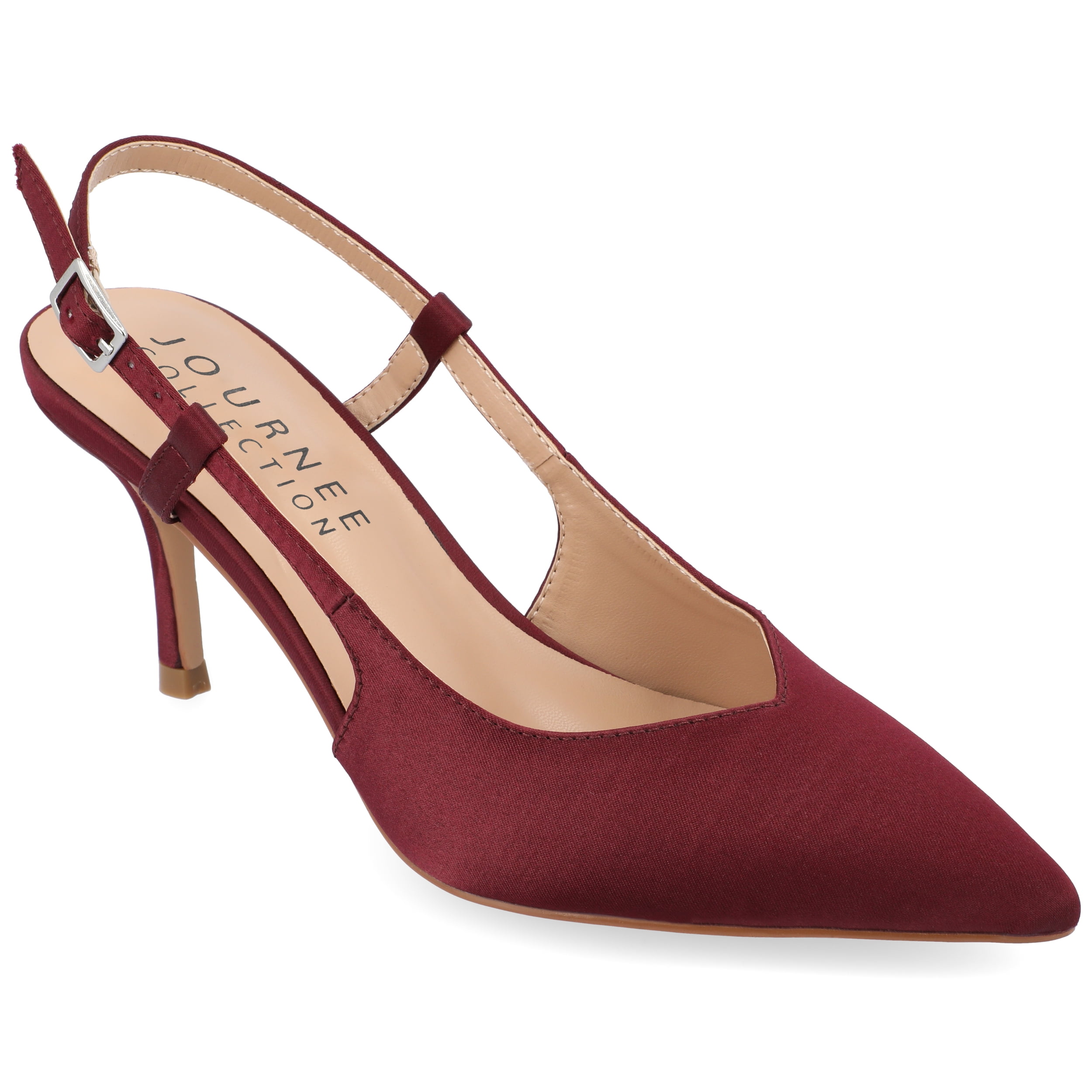 Journee Womens Knightly Sling Back Mid Stiletto Pointed Toe Pumps, Widths Available