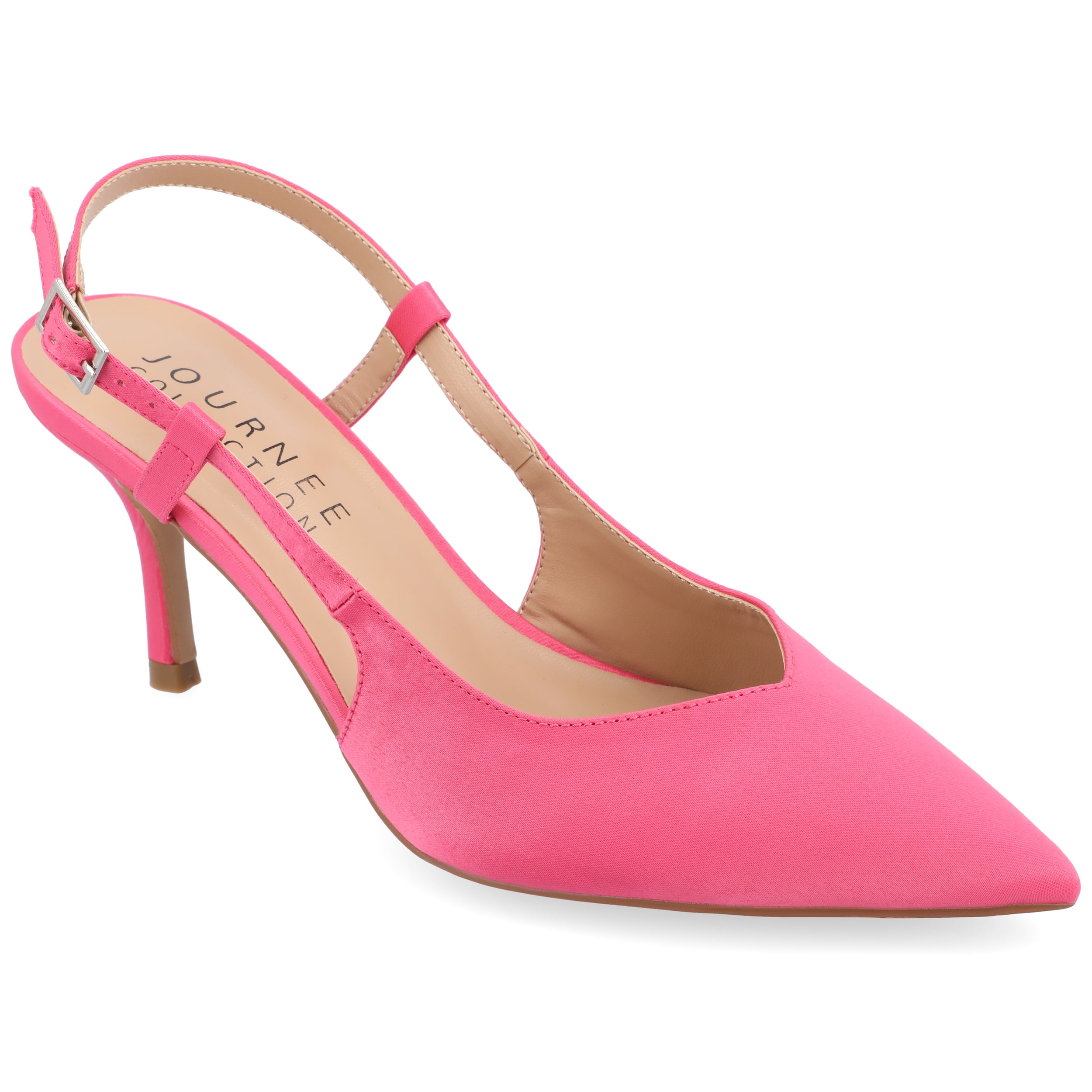 Journee Womens Knightly Sling Back Mid Stiletto Pointed Toe Pumps, Widths Available