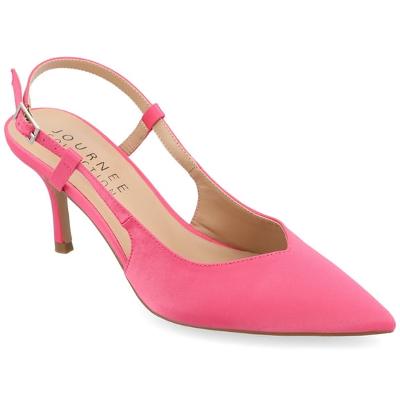 Journee Womens Knightly Sling Back Mid Stiletto Pointed Toe Pumps, Widths Available