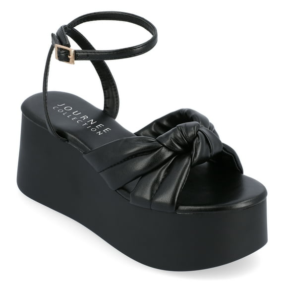 Journee Womens Lailee Buckle Platform Sandals