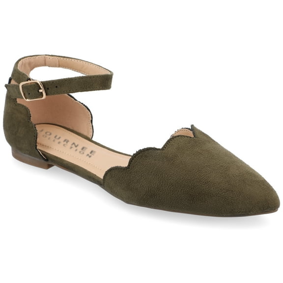 Journee Womens Lana Buckle Pointed Toe Ballet Flats, Widths Available