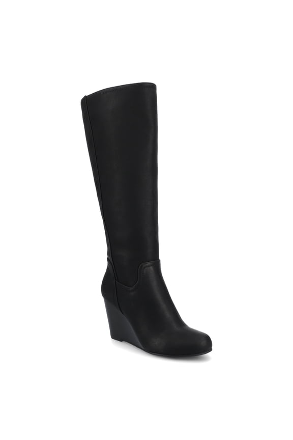 Women's Shoes Comfort Dress Boots, Knee-High Wedge, Black, Size 8