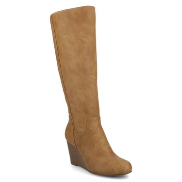 Journee Womens Langly Wide Calf Wedge Knee High Boots