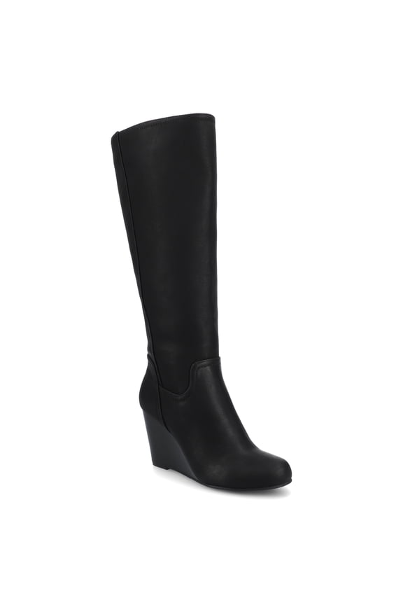 Womens Langly Wide Calf Wedge Knee High Boots