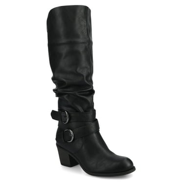 Journee Womens Late Stacked Heel Mid Calf Boots