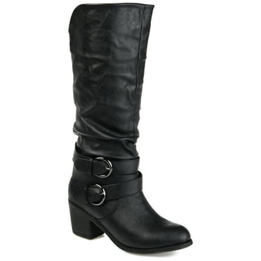 Journee Womens Late Stacked Heel Mid Calf Boots