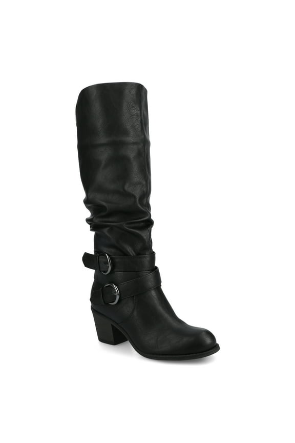 Womens Late Wide Calf Stacked Heel Mid Calf Boots, Widths Available