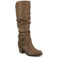 thumbnail image 1 of Journee Womens Late Wide Calf Stacked Heel Mid Calf Boots, Widths Available, 1 of 10