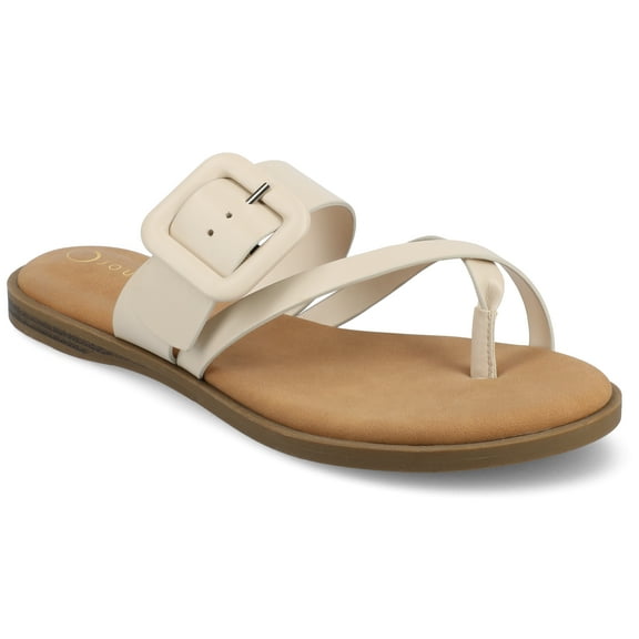 Journee Womens Layra Slip On Toe Post Flat Sandals