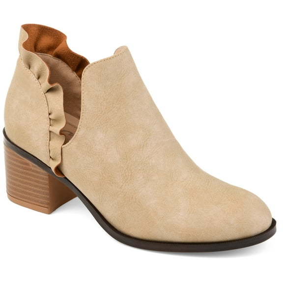 Journee Womens Lennie Slip On Stacked Heel Booties
